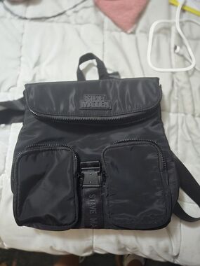 Steve Madden Black Nylon Backpack with Front Pockets